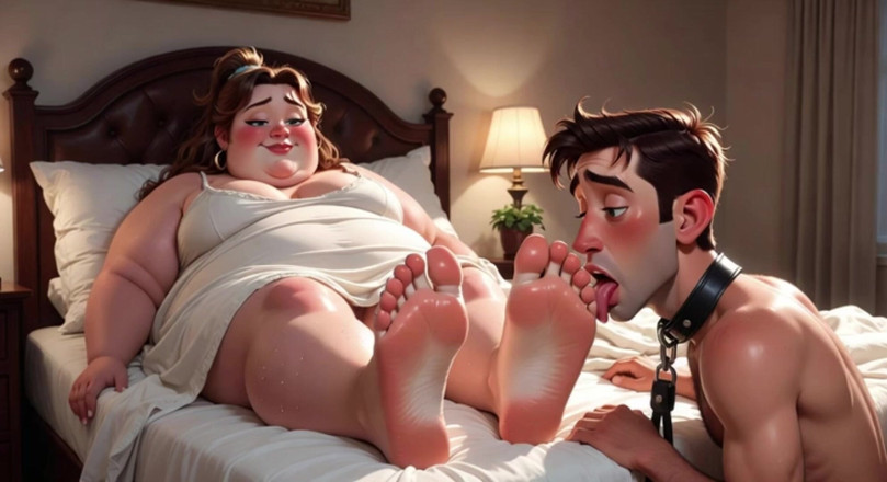 Anime Hentai: Enorme ssbbw suando pés adoração - escravo patético servindo sua amante