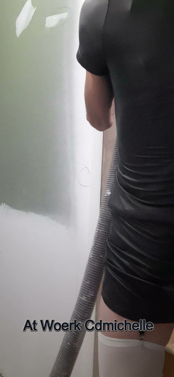 Cd Michelle lingerie: At Work Cdmichelle Sanding Drywall Before Doing Drywall Repair Wearing...