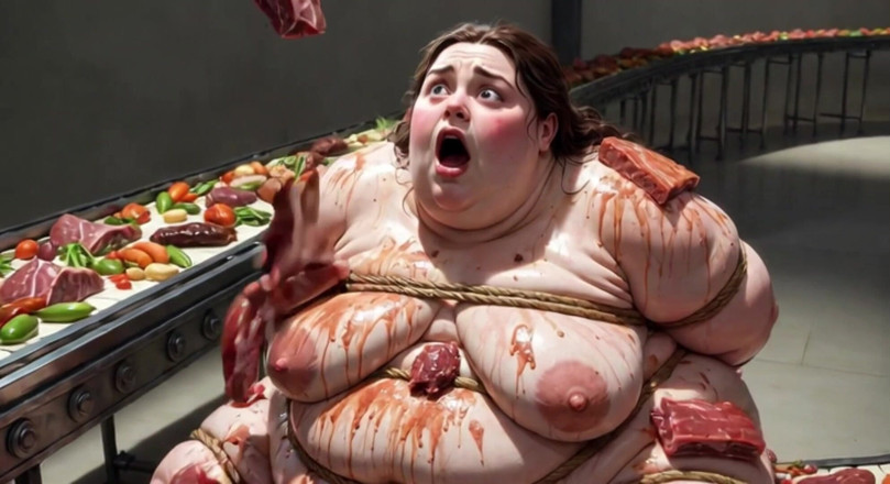 YOUR BEST FANTASY: Humiliated BBW Slave Tied and Stuffing Her Belly Deep