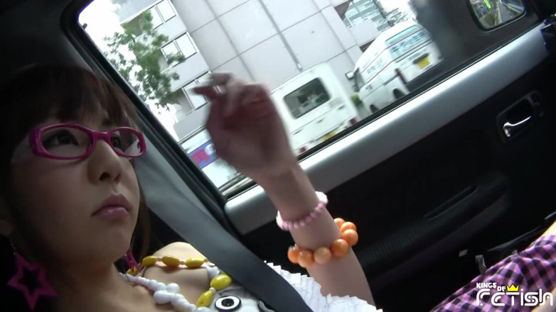 Pure Japanese adult video ( JAV): Japanese teen play with toys in car and squirts outdoor...