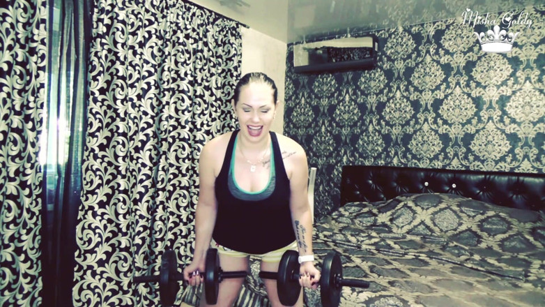Goddess Misha Goldy: 105 weight liftings repeats for biceps challenge!