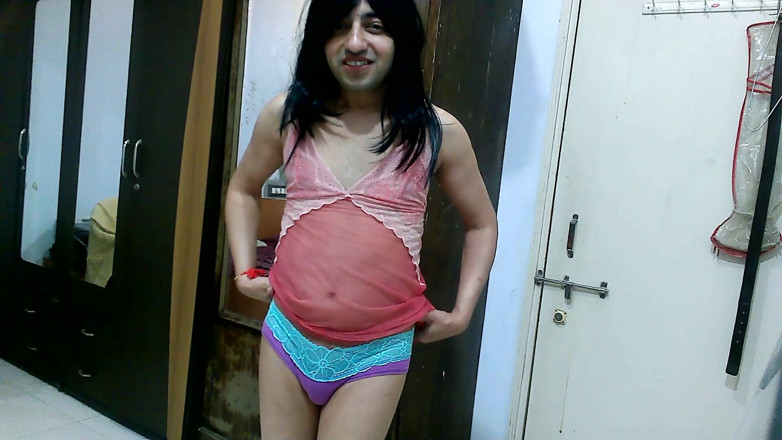 Cute & Nude Crossdresser: Sexy sissy crossdresser femboy Sweet Lollipop in designer lingerie and...