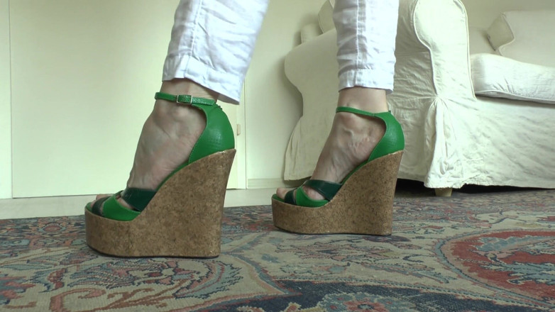 Lady Victoria Valente: Wedge-heel Sandal Fashion Show for You! Cum in Your Pants!...