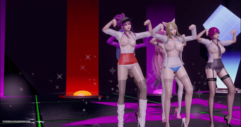 3D-Hentai Games: 정하 - 스트립쇼 Ahri, Akali, 카이사, 에블린, 세라핀 KDA 3D 에로틱 댄스
