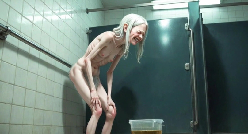 YOUR BEST FANTASY: Old Granny Public Pissing in Bucket - Hairy Wet Pussy &amp; Real...