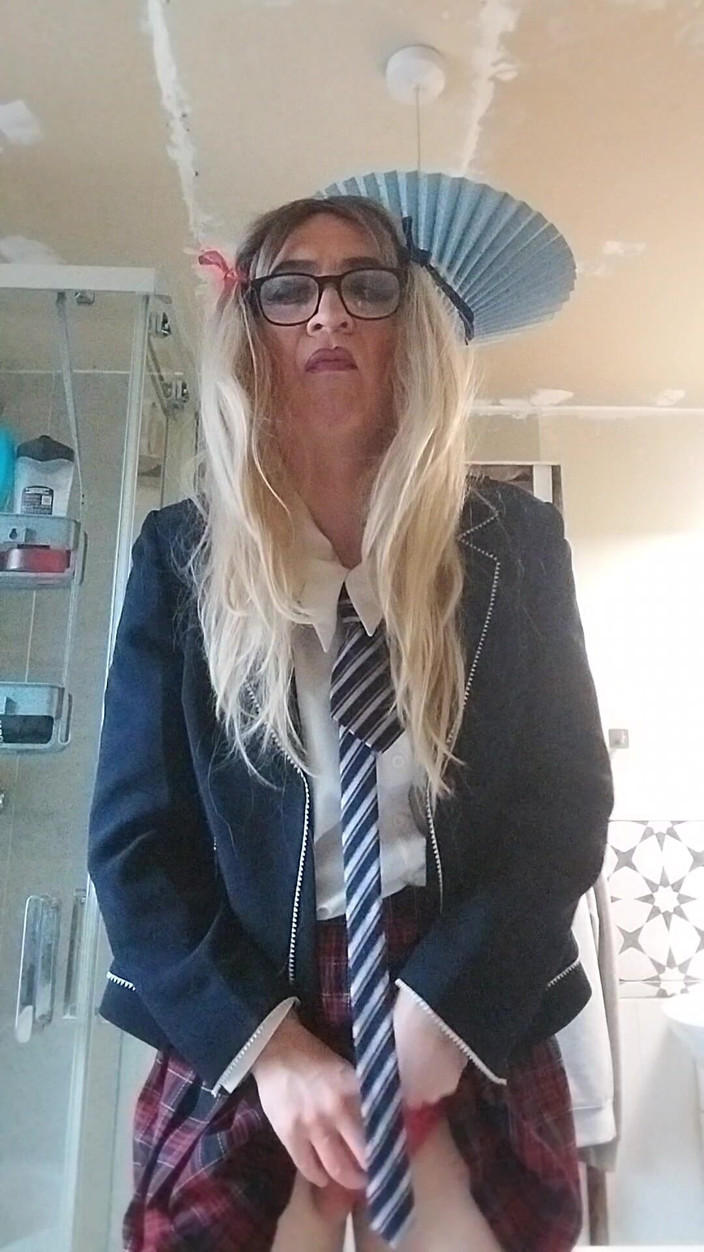 Cindy Belfast: Horny Sissy in Uniform Loves Her Precum