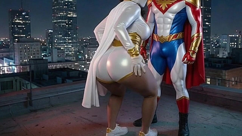Animate golden: Minyon süper kahraman büyük götünü gösteriyor ve twerk yapıyor