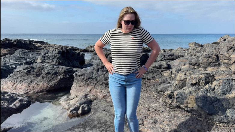 Emma Voyeur: Another Beach Accident - Wet Jeans by the Shoreline