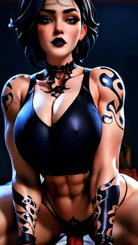 Goth mädchen schwarzhaariges intensives ficken und blowjob-action (100% KI generiert 4K)