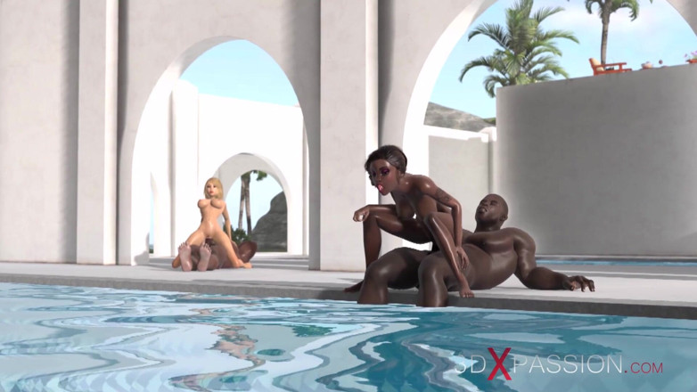 3dxpassion: Two black bodyguards fuck hard young beautiful girls in an...