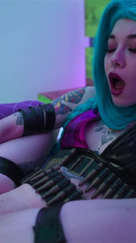 Hot Babe Jinx From League of Legends Has Big Dildo Fun