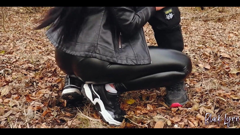 YSP Studio: Long Haired Brunette Teen in Leather Leggins Was Facefucked Outdoors