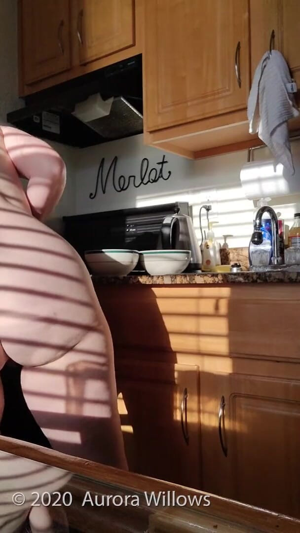 Aurora Willows: Nude making breakfast on vacation