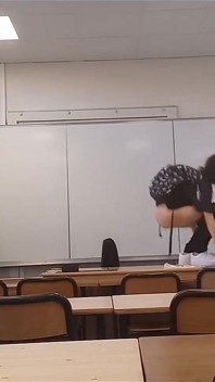 Cum at College, This Horny Student Twink Wanks His Smooth Cock and Squirts Jizz Riskyly in a Classroom