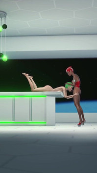 Sci-Fi lust. 3d space shemale plays with a horny girl in the space station