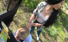 Girlfriend lost at rock-paper-scissors and had to suck fellow traveler. Epic facial. POV