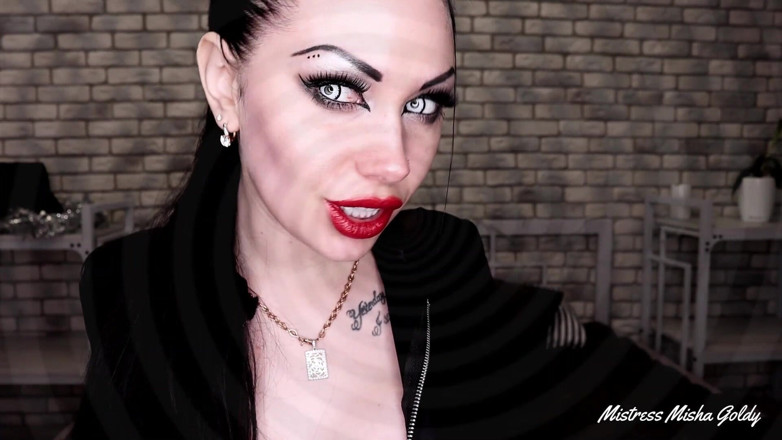 Goddess Misha Goldy: Give your cum and soul to my demonic red lips