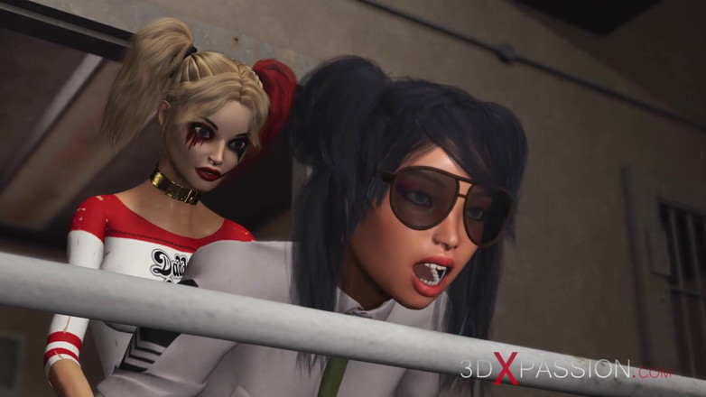 3dxpassion: Rough sex in prison! Harley Quinn fucks hard a female...