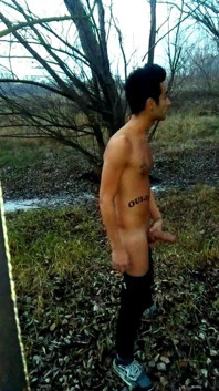 Tattooed Wanker Is Wanking at the Cruising Area