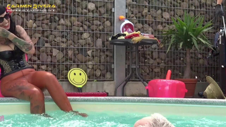 Domina Lady Vampira - SM Studio Femdom Empire: Carmen Rivera &amp; Lady Vampira Are Celebrating a Pool Party with...