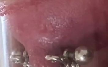 Pumping and Sucking Hard My Pierced Nipples