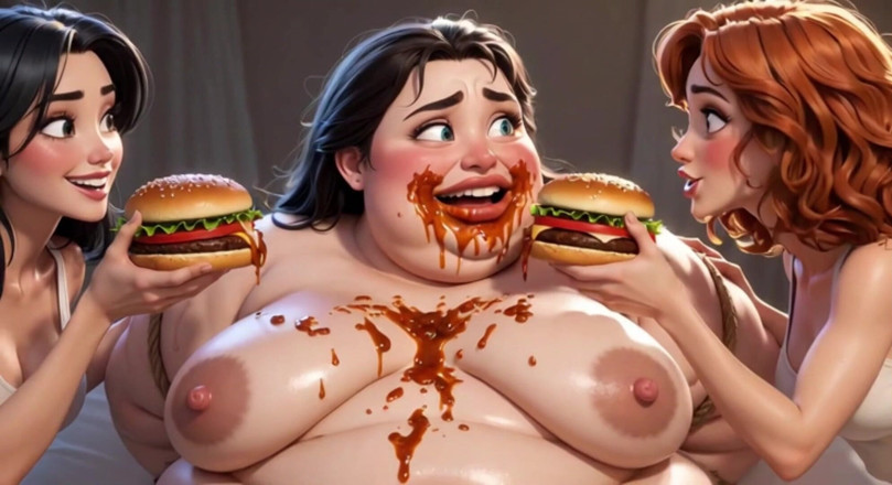 Anime Hentai: Obese Ugly Slave Covered in Food - Humiliated by Gorgeous Mistresses