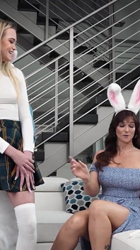 Step Mom and Teen Step Daughter Enjoy a Wild Freeuse Threesome with the Easter Bunny