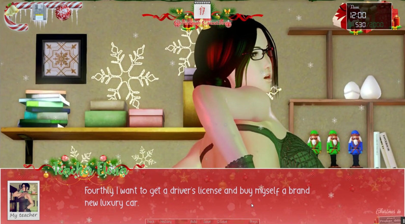 Cumming Gaming: Sınırsız Noel [xmas hentai porno oyunu], ep.7. Öğretmenini sıkı götünü parmaklıyor