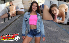 German Scout: German Scout - симпатичная застенчивая тинка Serina Gomez снимает и трахается на работе моделью