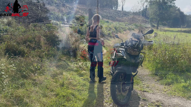 Bikergirl_97: Hot Mini Piss on Motorcycle Tour