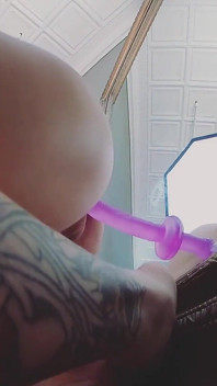 Mirror Dildo Play During Photoshoot