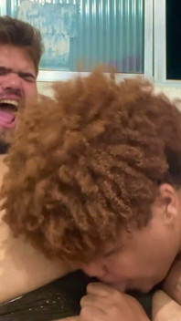 Naughty Kiss Between the Chubby White Man and the Black Guy