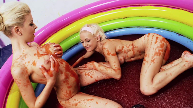 CBD Media: Two blonde teens with big tits playing in the pool