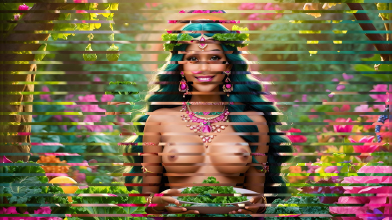 LustRender: ケール1と美しい巨乳ヌードエルフの女の子