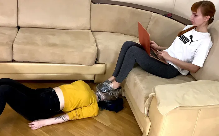 Petite Princesses Femdom: Breathe in My Dirty Socks Bitch! Socks Smelling Mummification Lezdom