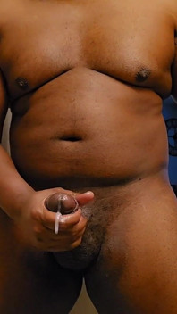 Stroking My Thick Black Gorilla Cock