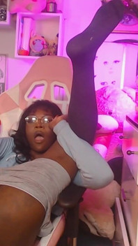Big Girldick Bulge Teasing with Messy Self-facial Finish! Black Trans Girl Vanniall Masturbating Full Webcam Show