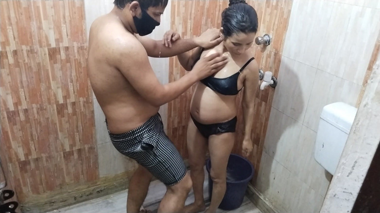 Indian Muslim Couple: Behind Their Bathroom Door a Marriage Couple Sex Full of...