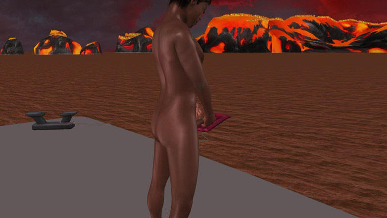 LustMen: Animované 3D gay porno - sólo černoch ve stoje a třese ptákem