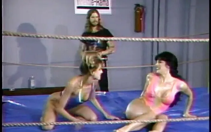 Girls of Desire: Sexy sluts catfight wrestle in oil