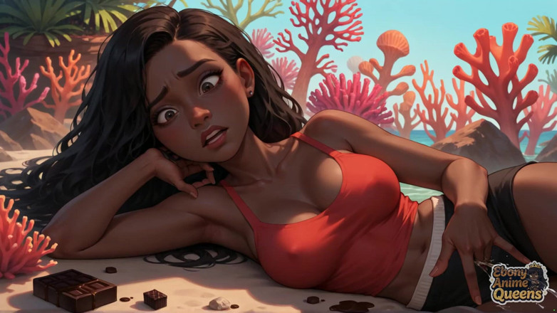 Ebony Anime Queens: Sultry murzynka lubiGullet Orgię w tropikalnym raju, podczas gdy jej...