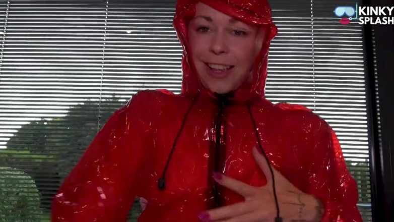 UKCuteGirl Lucy Lauren: Shiny Pvc Rain Suit Garden Tease