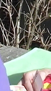 Outdoor dildo fuck for blonde