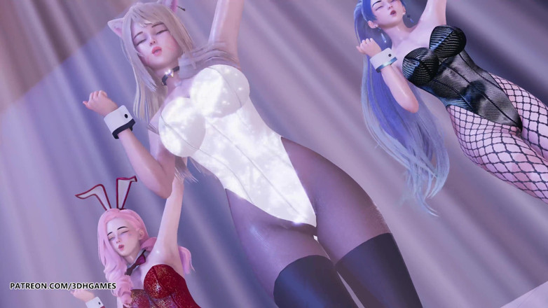 3D-Hentai Games: [MMD] Tara - Striptis Kpop gaya Bunny: Ahri, Kaisa, Seraphine. Kpop...