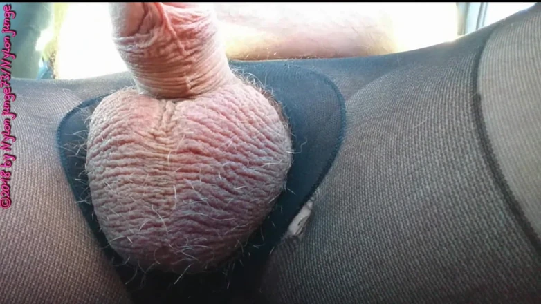 Carmen_Nylonjunge: Horny Spa in Defective Fine Pantyhose, Outdoor Car
