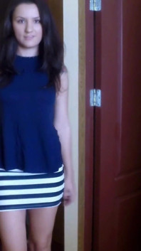 Sexy Amateur Brunette Strips and Shows Her Body