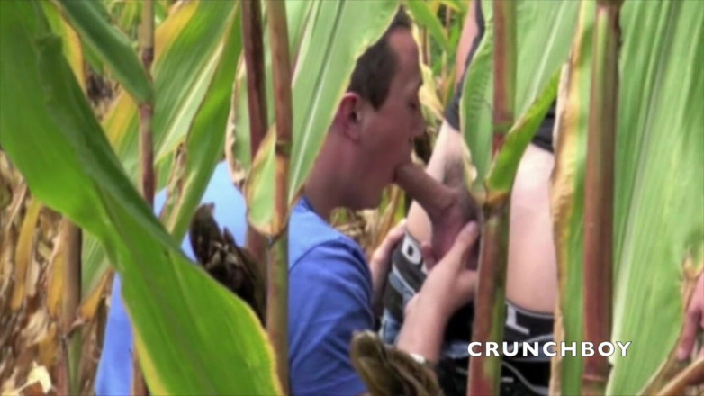 Crunch Boy: Flat boy fucked by straight curious in exhib corner field