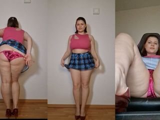 Tina Angel: Underskirt Tease, Satin Panties, Butt Cheeks, Crossed Legs