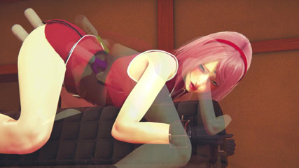 Waifu club 3D: Dvojitý vibrátor v Sakuřině zadku a kundičce