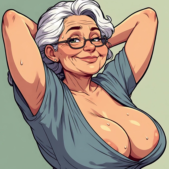 Huge Boobs: Sexy cartoon-omas areola slip